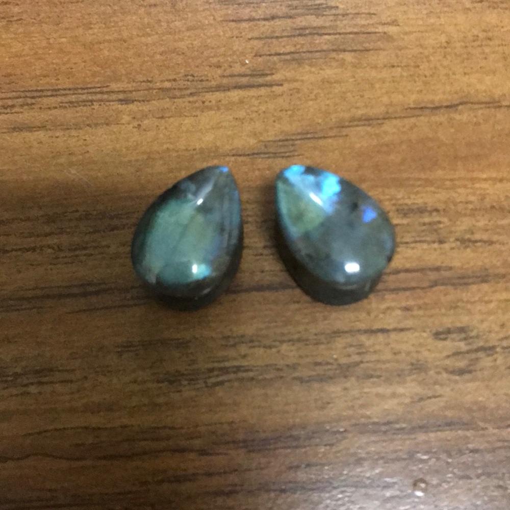 Labradorite teardrop plugs